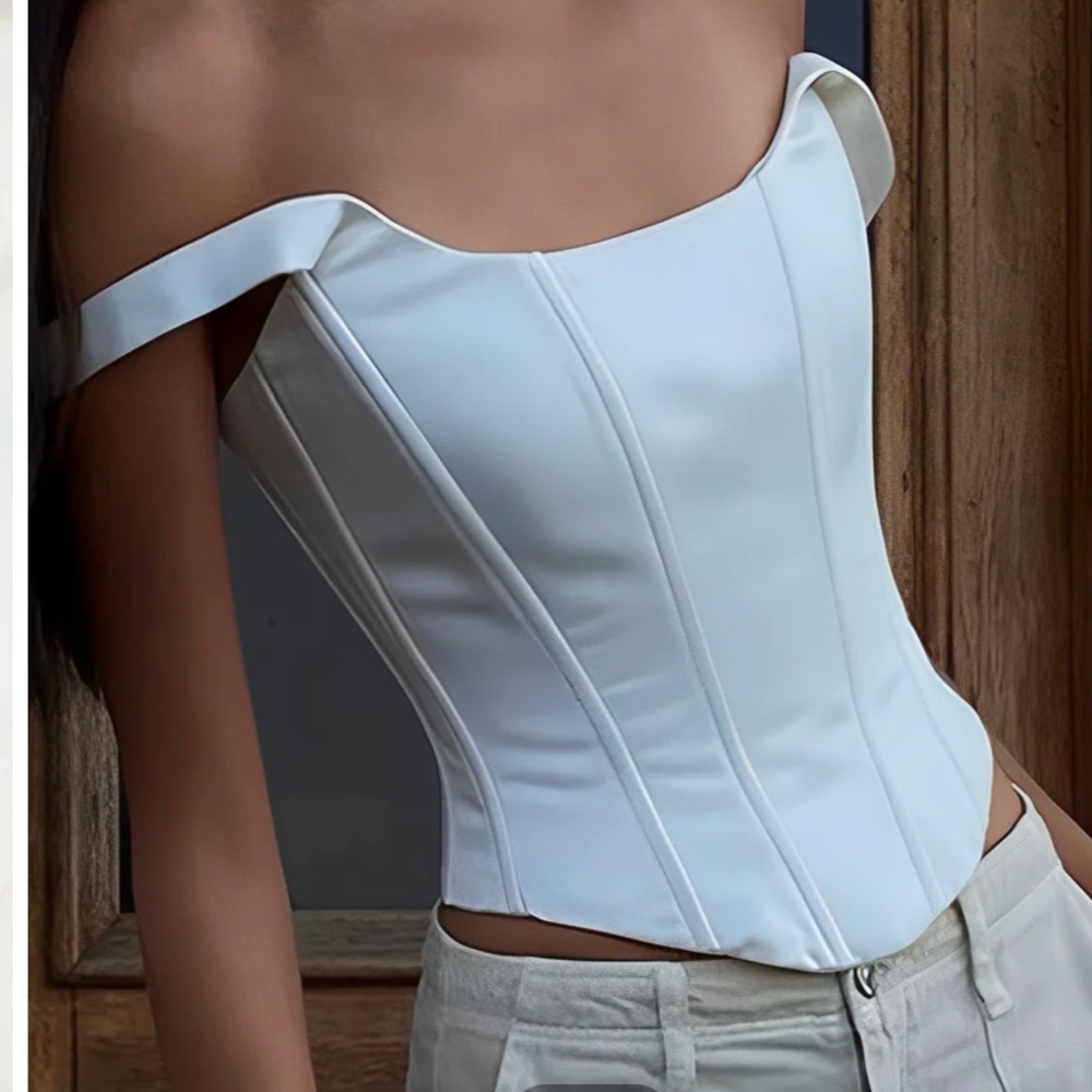 Commense White Silk Corset